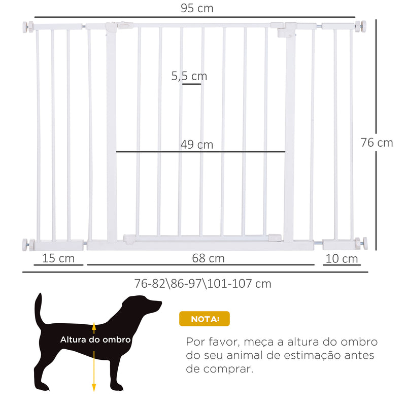 Barreira para Animais Barreira de Segurança Extensível Portas e escadas metálicas para cães e bebês Barreira de Porta 72-107x76cm