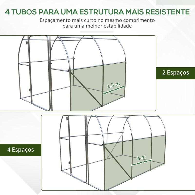 Estufa Tipo Túnel 300x200x200 cm com Porta e Janelas Estufa de Jardim Grande com Cobertura de PE e Metal Galvanizado para Cultivos de Plantas Verduras Verde