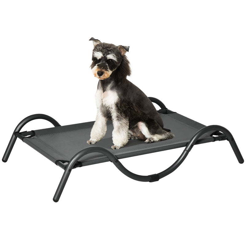 Cama Elevada para Cães Pequenos e Médios Cama para Animais de Estimação com Tecido de Malha Respirável Estrutura Curvada para Interior Exterior 92x55,5x21cm Cinza