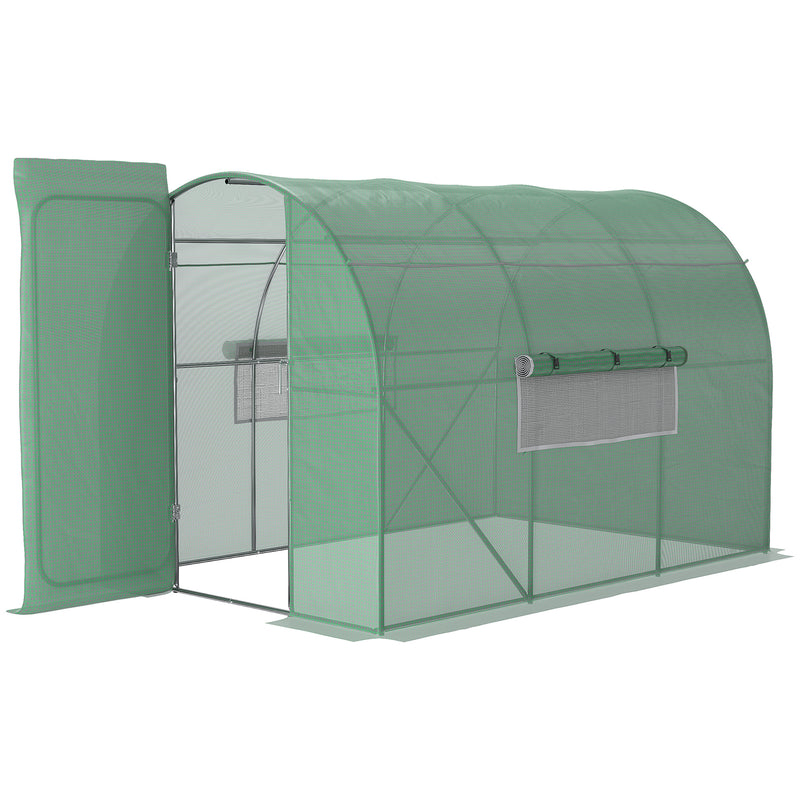 Estufa Tipo Túnel 300x200x200 cm com Porta e Janelas Estufa de Jardim Grande com Cobertura de PE e Metal Galvanizado para Cultivos de Plantas Verduras Verde