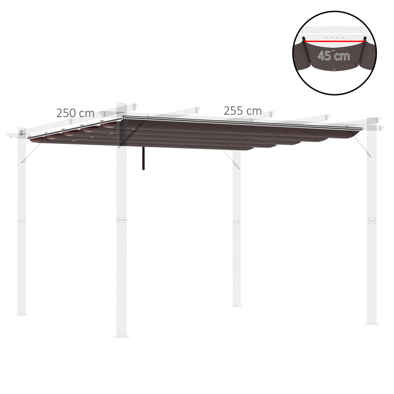 Cobertura para Pérgola 2,5x2,55cm Teto de Substituição Retrátil para Pérgola com 10 Orifícios de Drenagem Café