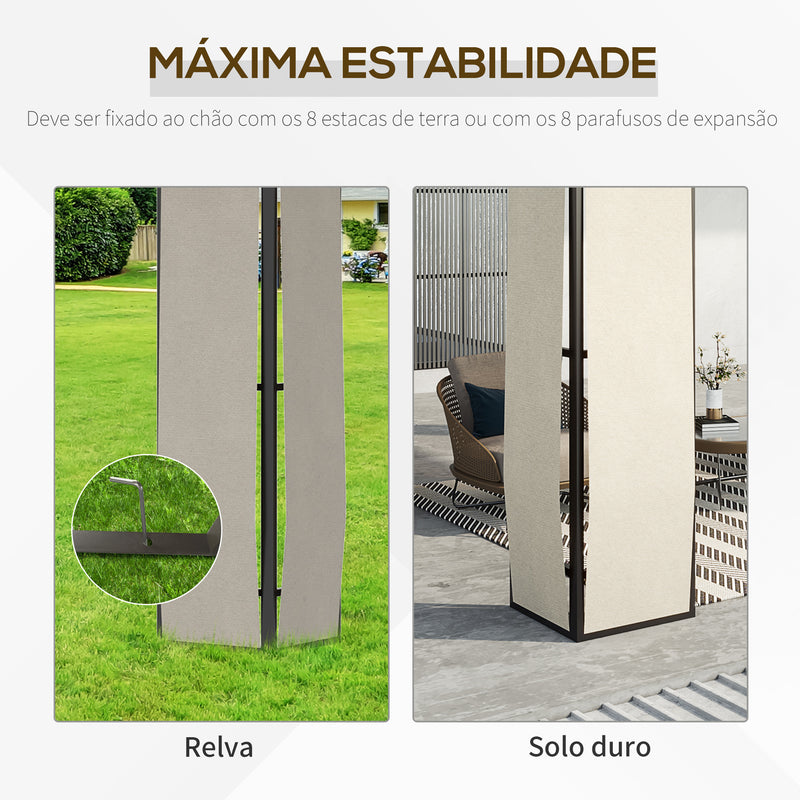 Pérgola de Jardim 3,6x3m Pérgola de Exterior com Cobertura de Policarbonato e Estrutura de Aço Alumínio Proteção Solar para Festas Eventos Marrom