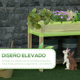 Horta Vertical de Madeira com Prateleira 91x51x76cm Mesa de Cultivo Retangular com Orifícios de Drenagem para Cultivos de Plantas Jardim Terraço Exterior Madeira Natural