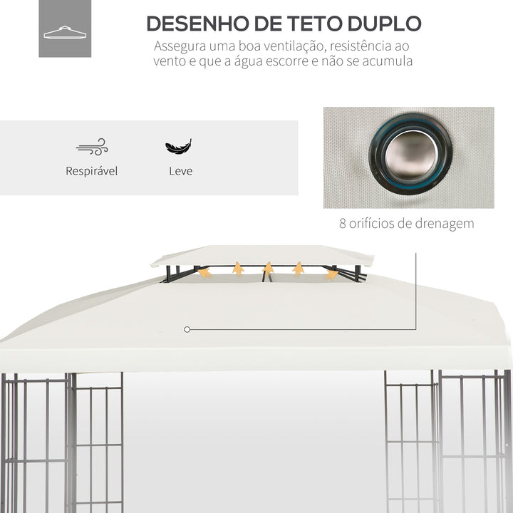 Toldo de Substituição 4x3m para Pérgola de Jardim Cobertura de Substituição para Pérgola de 2 Níveis Respirável com 8 Orifícios de Drenagem para Pátio Exterior Bege