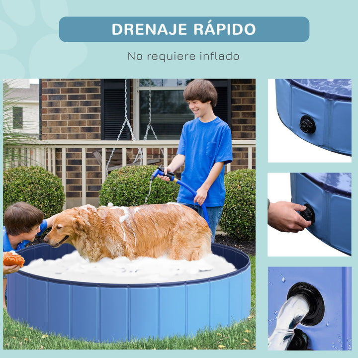 Banheira dobrável para cães piscina para animais de estimação PVC antiderrapante resistente ao desgaste Adequado para interior e exterior Ø140x30cm azul