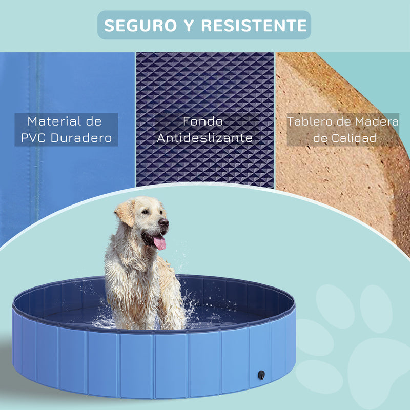 Banheira dobrável para cães piscina para animais de estimação PVC antiderrapante resistente ao desgaste Adequado para interior e exterior Ø140x30cm azul