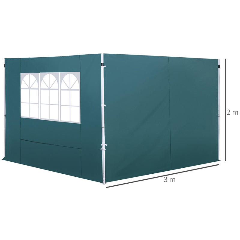 2 Paredes Laterais para Tenda 3x2 m Parede Lateral de Tecido Oxford com 2 Janelas Apto para tendas 3x3 m e 3x6 m Verde