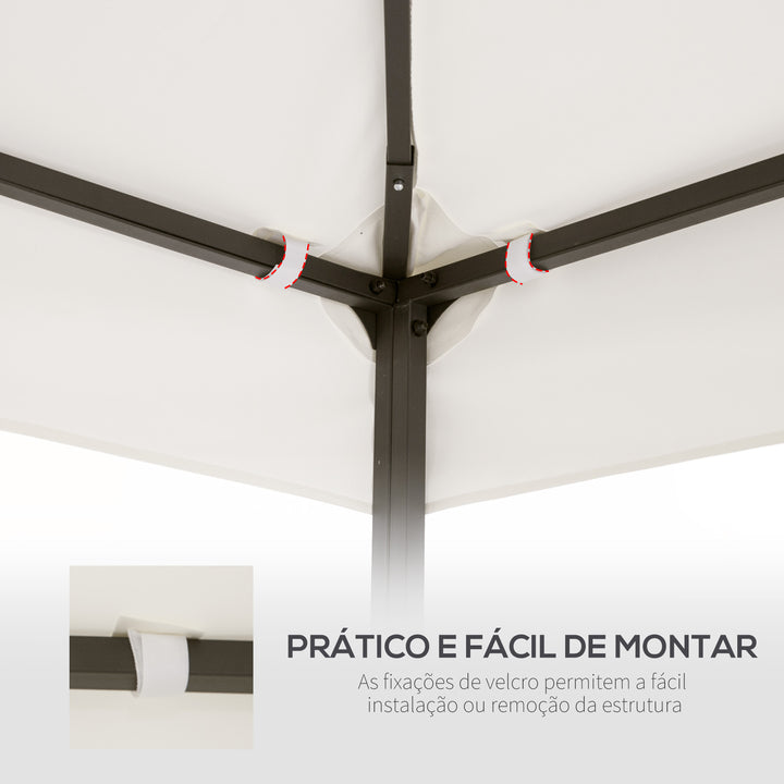 Toldo de Substituição 4x3m para Pérgola de Jardim Cobertura de Substituição para Pérgola de 2 Níveis Respirável com 8 Orifícios de Drenagem para Pátio Exterior Bege