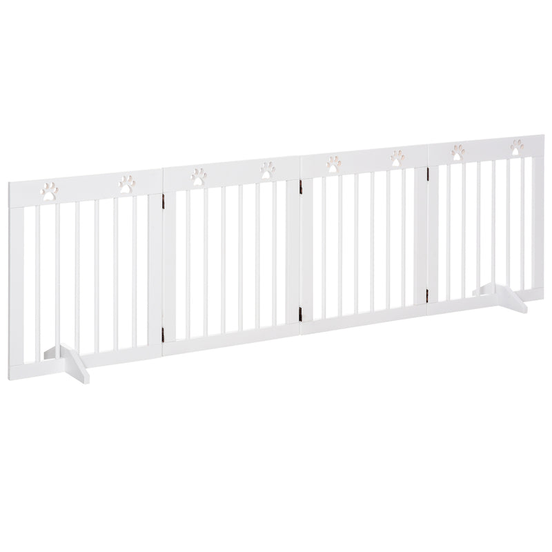 Barreira de Segurança Dobrável para Cães Grade de Proteção de 4 Painéis com Pés para Portas Escadas Corredor 204x30x61cm Branco