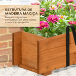 Floreira de Madeira de Chão ou Parede Floreira Retangular com 2 Orifícios de Drenagem e 2 Ganchos para Cultivos de Plantas Flores em Jardim Varanda 91x18x16,5cm Madeira