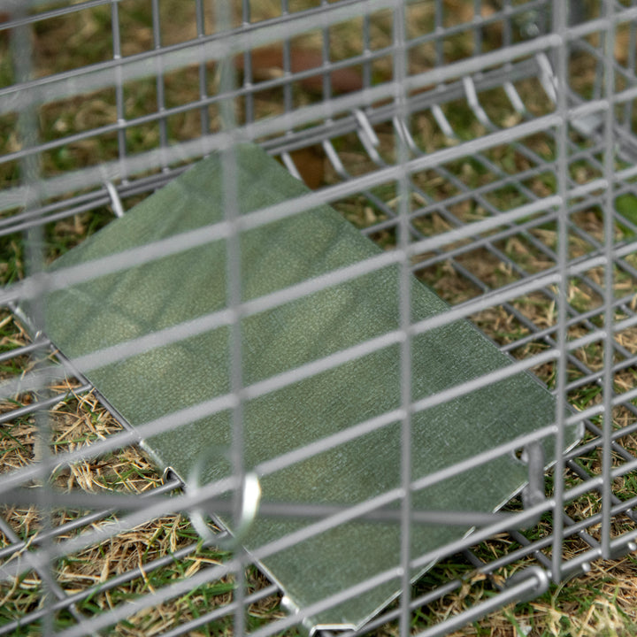 Armadilha para Animais Vivos Dobrável 93x31x34,5 cm Gaiola de Captura com Porta e Alça para Coelhos Roedores Prata