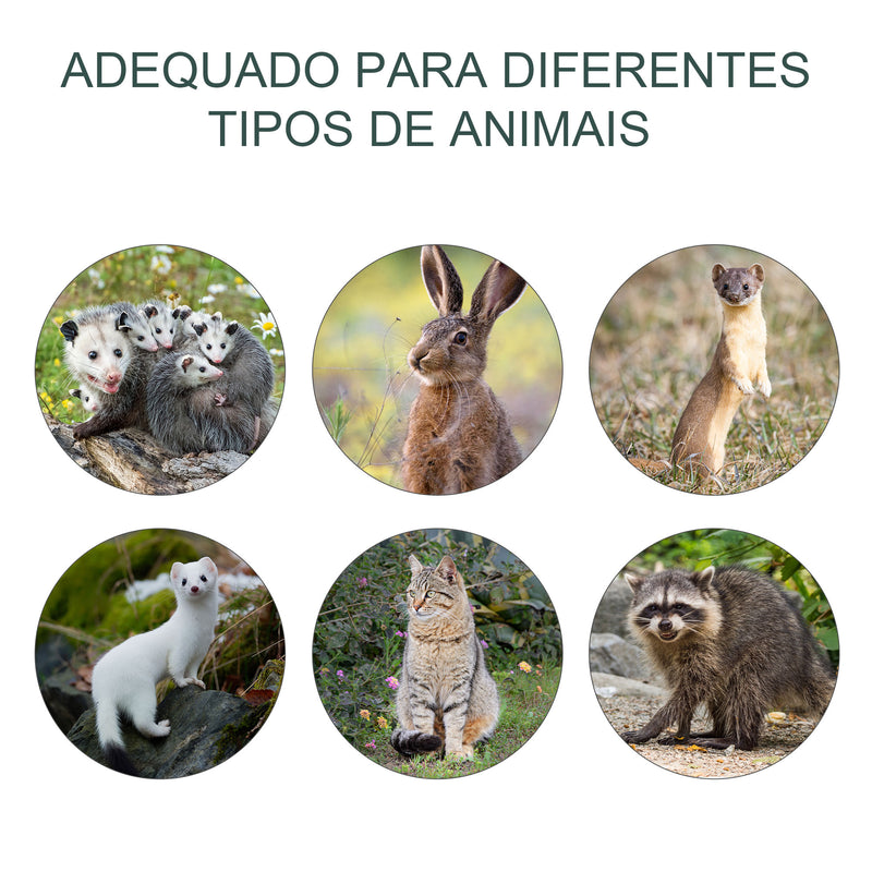 Armadilha para Animais Vivos Dobrável 93x31x34,5 cm Gaiola de Captura com Porta e Alça para Coelhos Roedores Prata