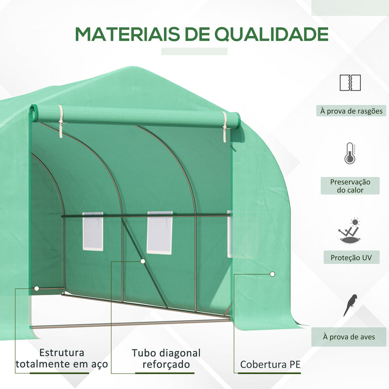 Estufa de jardim ou Terraço para cultivo de Plantas e Sementes – Cor verde - 450x300x200 cm