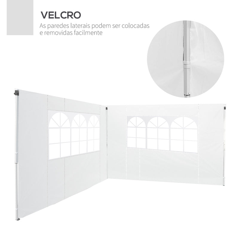 2 Paredes Laterais para Tenda 3x2 m Parede Lateral de Tecido Oxford com 2 Janelas Apto para tendas 3x3 m e 3x6 m Branco