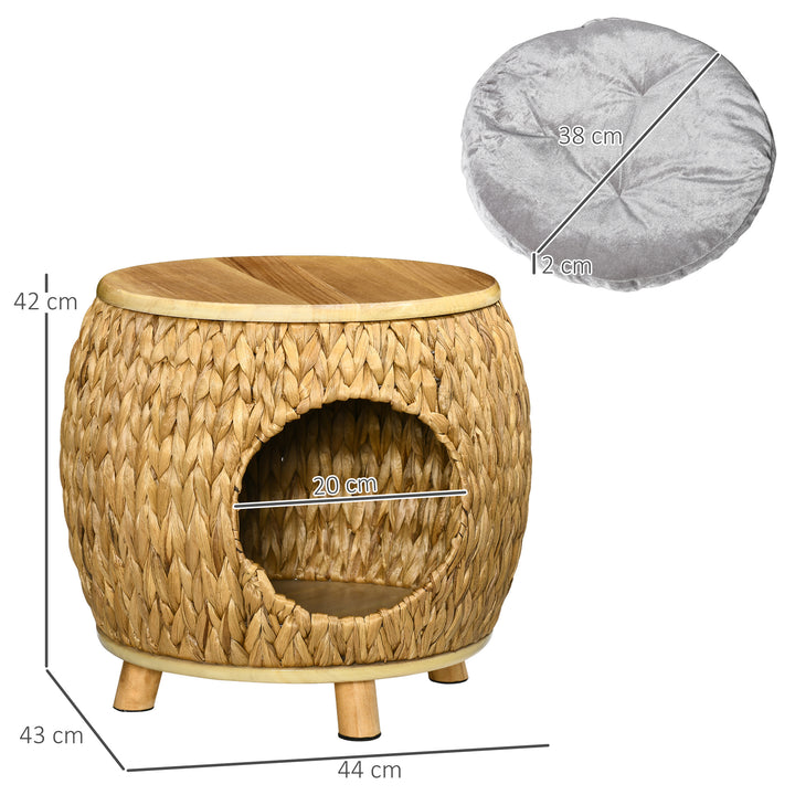 Caverna para Gatos Cama para Gatos com Almofada Lavável e Pés Elevados Similar a um Banco para Interior e Exterior 44x43x42cm Madeira