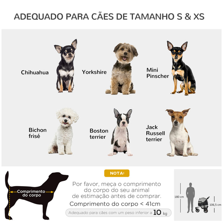 Carrinho de animais de estimação dobrável com rodas Correias de segurança e cesto de armazenamento 109,5x54,5x106,5 cm Cinza e preto