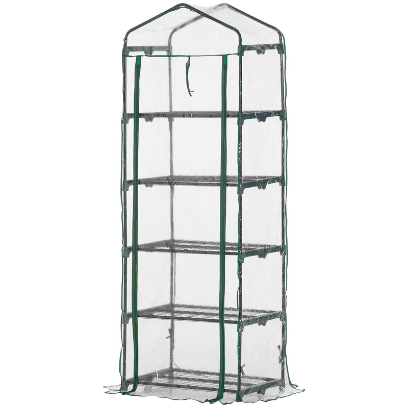 Estufa de Jardim Vertical 69x49x193cm com 5 Prateleiras Estufa para Plantas e Cultivos com Cobertura Transparente e Verde de PVC e Aço Preto