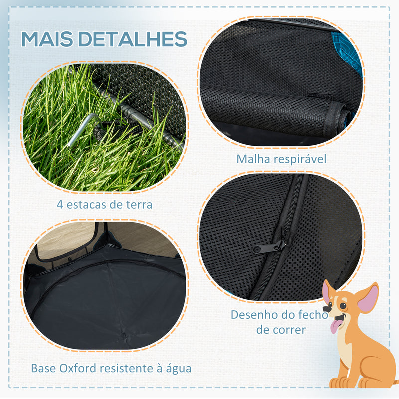 Parque para Cães de 8 Painéis Parque para Animais de Estimação com Bolsa de Transporte Parque Animais Portátil para Gatos Coelhos Ø126x58cm Azul