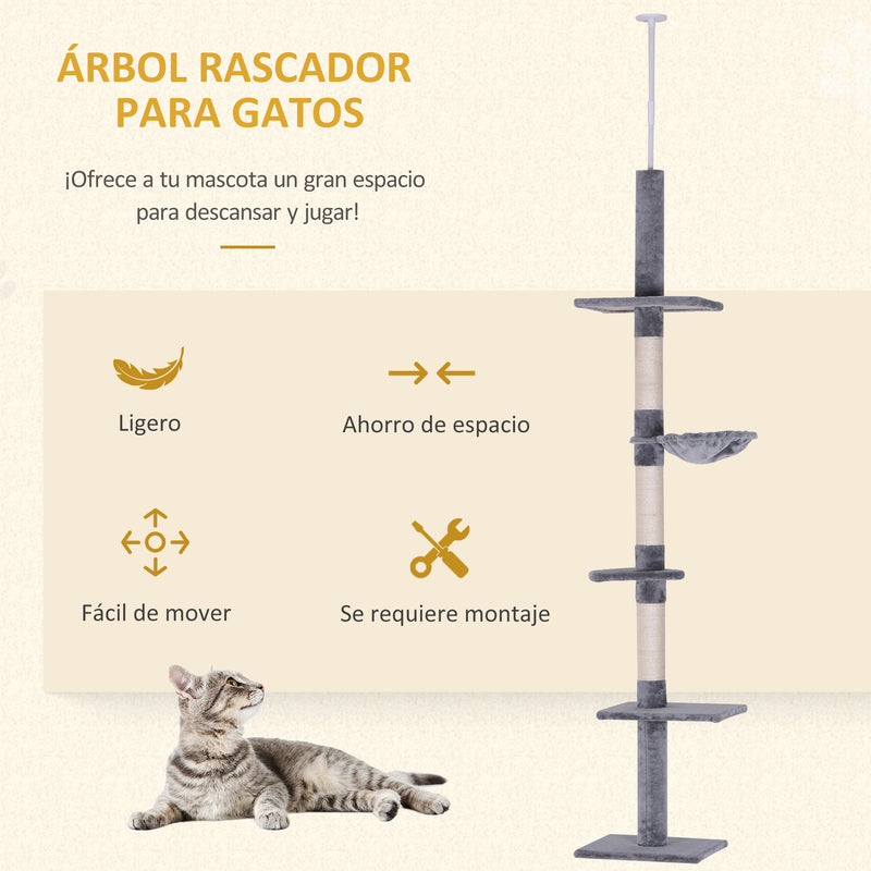 Árvore com Plataforma para Gatos arranhador para gatos Brinquedo para Gatos Carga de 15kg Cinza