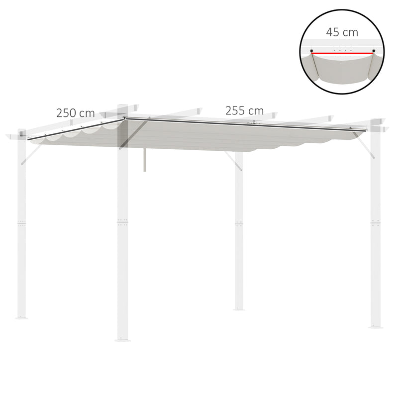 Cobertura para Pérgola 2,5x2,55cm Teto de Substituição Retrátil para Pérgola com 10 Orifícios de Drenagem Creme