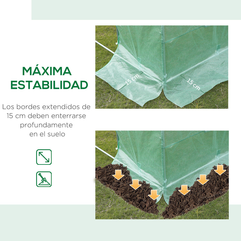 Cobertura de Estufa tipo Túnel 247x200x200cm Cobertura de Substituição para Estufa de Polietileno com 4 Janelas e Porta Enrolável Proteção de Plantas para Jardim Verde