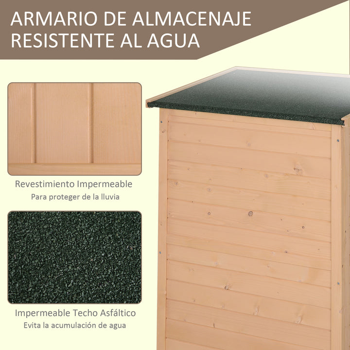 Armário de jardim em madeira Gabinete de ferramentas ao ar livre com 2 prateleiras e telhado asfáltico 75x56x115 cm
