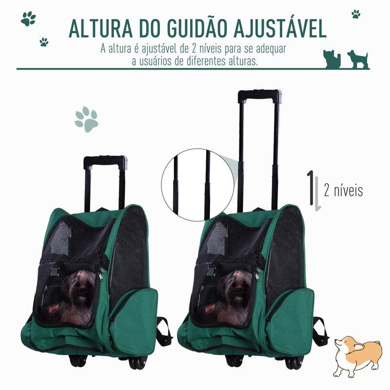 Mochila para cão ou gato Transportadora 2 em 1 Verde e Preto Oxford Aço 35x27x49 cm