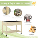 Horta urbana mesa de cultivo elevada de madeira com prateleira tecido Geotêxtil rodas com Freios portátil para Jardim 118x55x83 cm Cor Natural