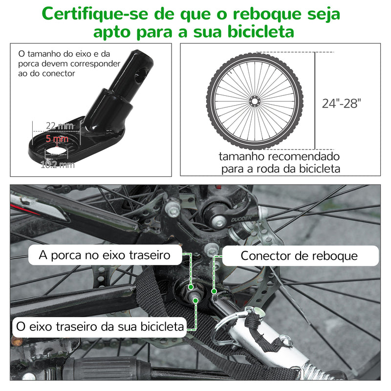 Reboque de Bicicleta para Cães 2 em 1 Transporte para Animais de Estimação com Porta Enrolável Janelas Cinto de Segurança Bandeira e 6 Refletores 134x73x108cm Verde