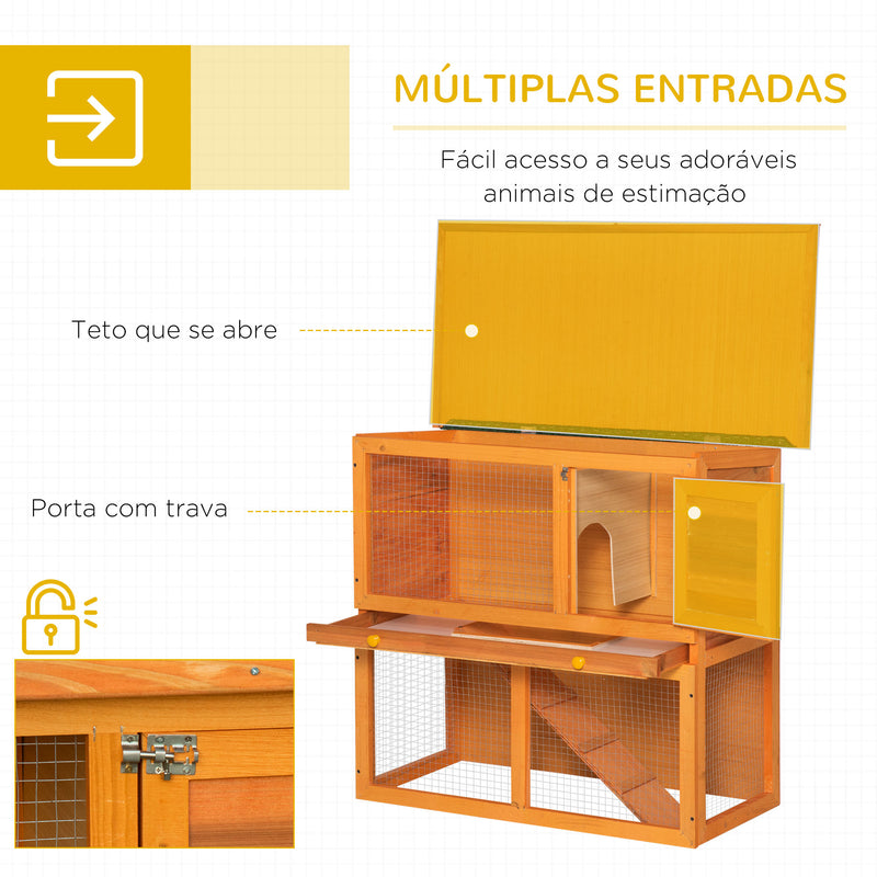 Coelheira de Madeira para pequenos animais de estimação fácil de limpar e montar Amarelo e verde 90x45x80 cm