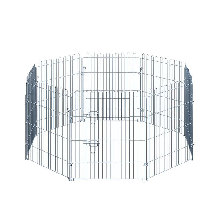 Parque para Animais de estimação com 8 Vedações 63x76 cm Prata