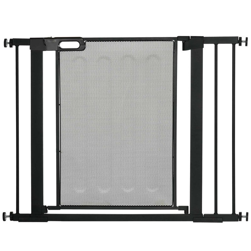 Barreira de Segurança para Cães Extensível 75-103 cm Barreira para Escada e Portas com 2 Extensões Duplo Bloqueio Fechamento Automático Preto