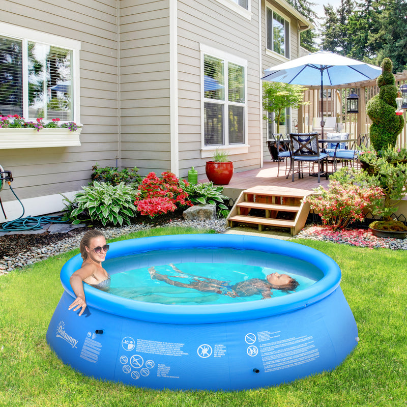 Piscina Inflável Redonda 4.000 Litros Ø274x76cm para 3-4 Pessoas Piscina Insuflável Familiar Adultos e Crianças com Inflador de Mão para Jardim Pátio Exterior Azul