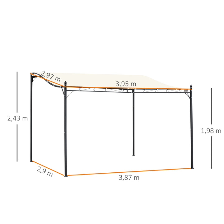 Pérgola de Jardim 4x3m Pérgola com Toldo e 4 Orifícios de Drenagem para Pátio Terraço Metal e Poliéster 180 g/m² Resistente Creme