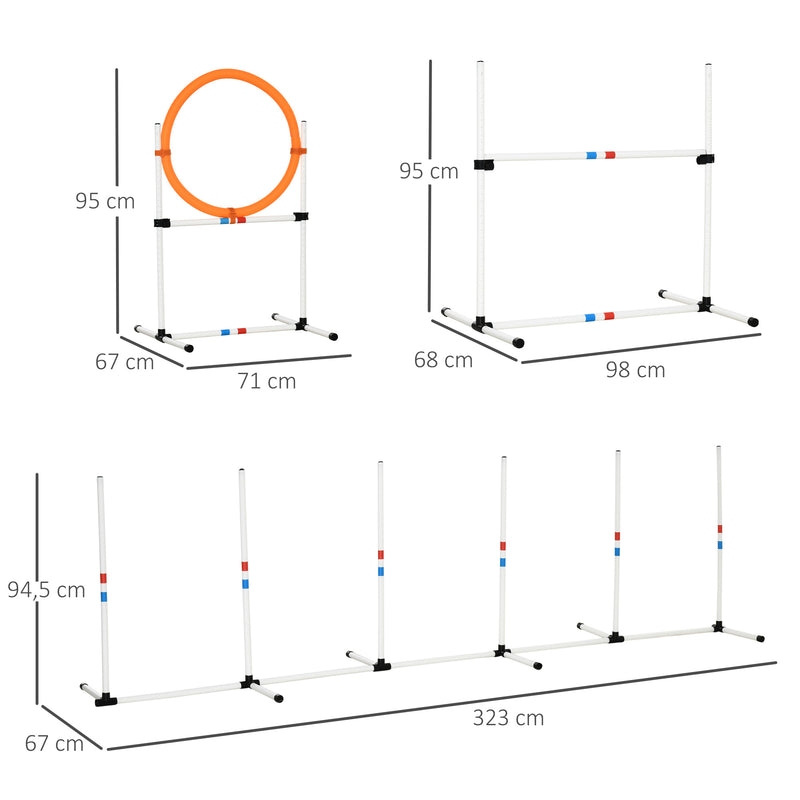 Conjunto de treino de agilidade para cães com bolsa de transporte incluída 74,5x66x91 cm Branco e laranja
