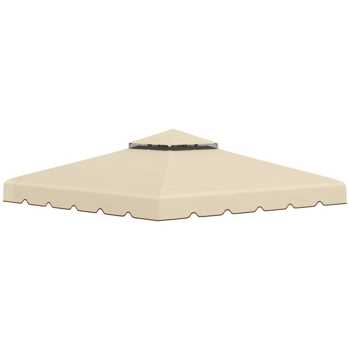 Toldo de Substituição para Pérgola 2,96x2,96m Teto de Substituição para Pérgolas Exterior com Duplo Teto e 8 Orifícios de Drenagem Bege