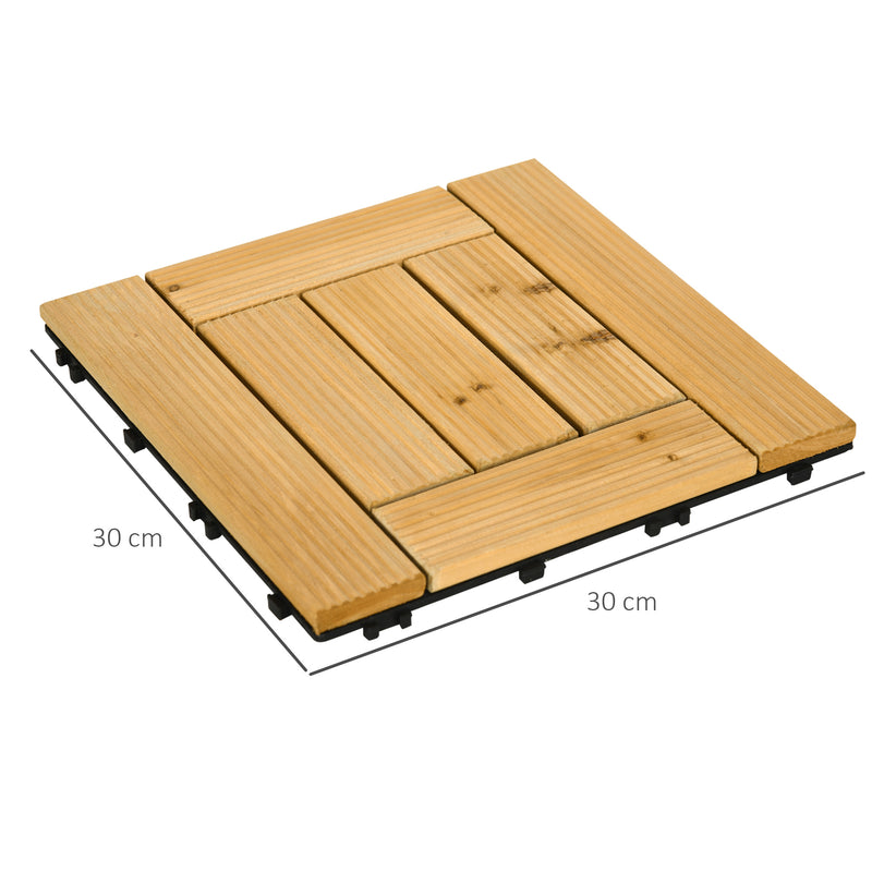 Conjunto de 27 Peças de Deck de Madeira para Exterior 30x30cm Área de 2,43 m² Ladrilhos para Exterior com Sistema Clic para Balcão Terraço Jardim Madeira