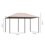 Pégola de Jardim Pérgola de Exterior com Paredes Laterais Amovíveis e Estrutura de Aço para Festas Eventos 398x300x272 cm Cáqui