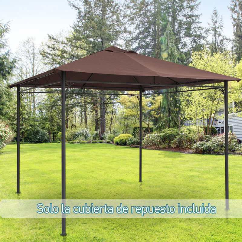 Toldo de substituição de 3 x 3 m para barraca de jardim gazebo ao ar livre com 8 orifícios de drenagem e ventilação marrom