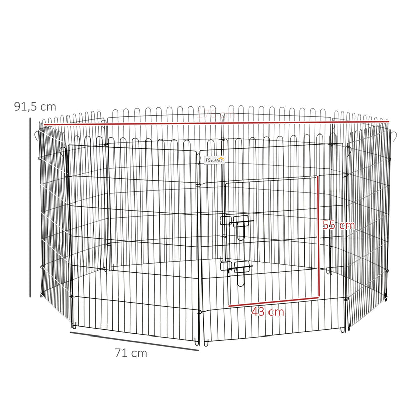 Parque para animais de estimação Dobrável com 8 cercas 71x91,5 cm Metal