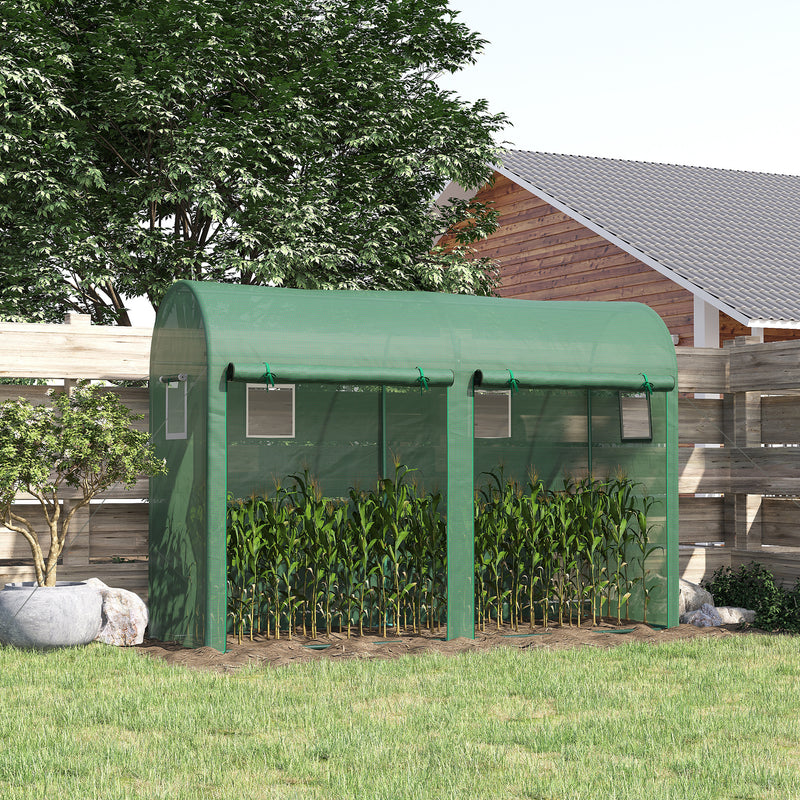 Estufa Jardim Tipo Túnel com 4 janelas e 2 portas para Plantas de PE de aço 300x100x200 cm Verde