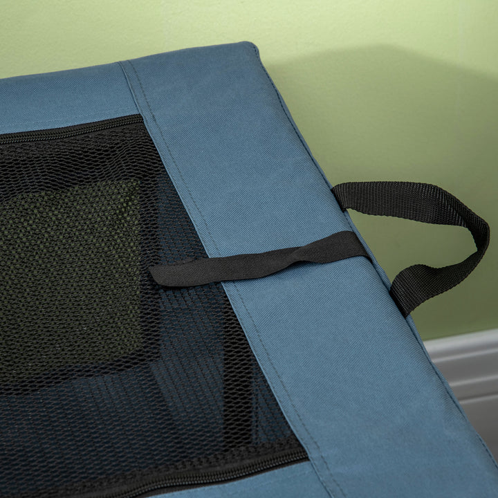 Transportadora para Cães e Gatos Bolsa Portátil e Dobrável para Animais de Estimação Transportadora com 3 Portas e Almofada Suave 69x51x51cm Azul