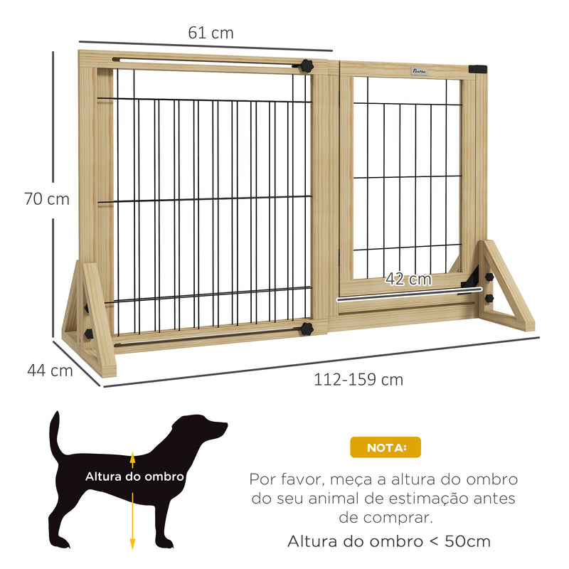 Barreira de Segurança para Cães de Madeira Barreira para Animais de Estimação Extensível de 2 Painéis com Pés de Apoio Triangular para Porta Corredor Escada 112-159x44x70 cm Madeira