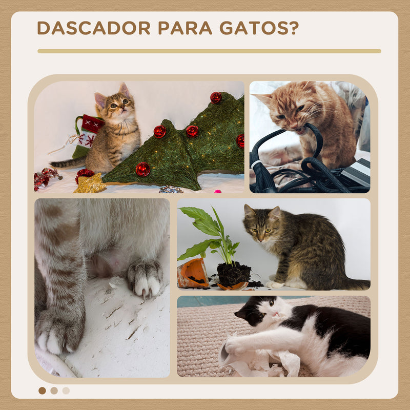 Árvore Arranhador para Gatos Centro de Atividades com Plataformas Cavernas de Felpa Suave Postes para Arranhar de Juta Bola Brinquedo Suspenso 60x34x136cm Bege