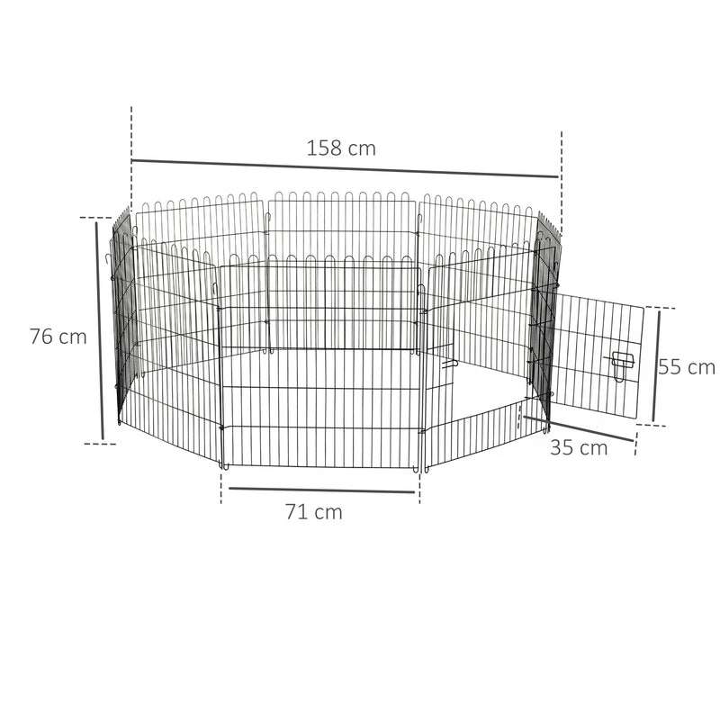 Parque para Cães dobravel entrenamento para animais de estimação Aço Preto ø71 x76 cm