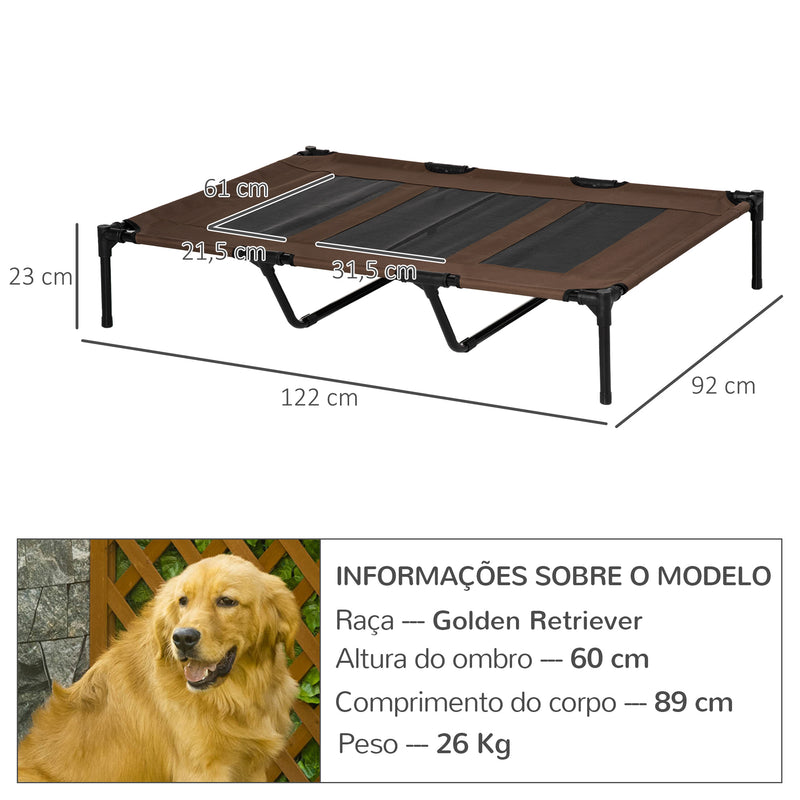 Cama para Animais de estimação Tela Cor de Café 122 x 92 x 23 cm