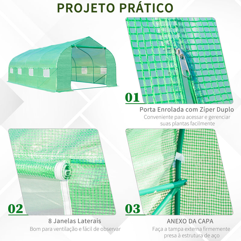 Estufa de Jardim ou Terraço para Cultivo de Plantas e Sementes – Cor verde -600x300x200cm