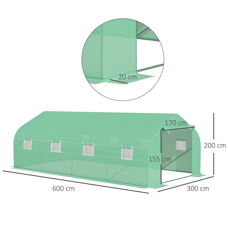 Estufa de Jardim ou Terraço para Cultivo de Plantas e Sementes – Cor verde -600x300x200cm