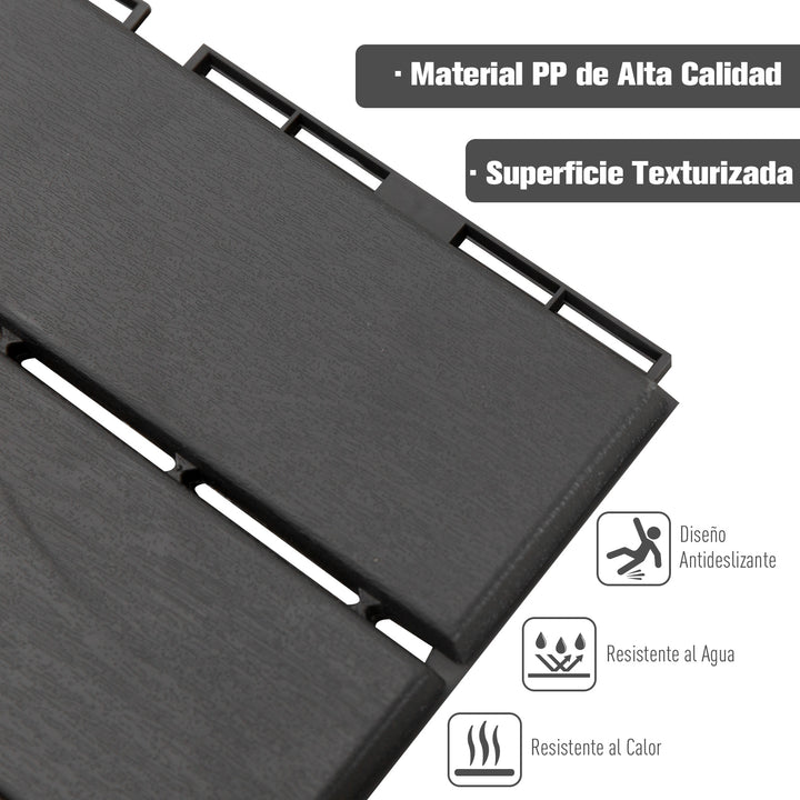Pisos para áreas externas 30x30 Pacote de 9 peças Cobre 0,81 m² Preto