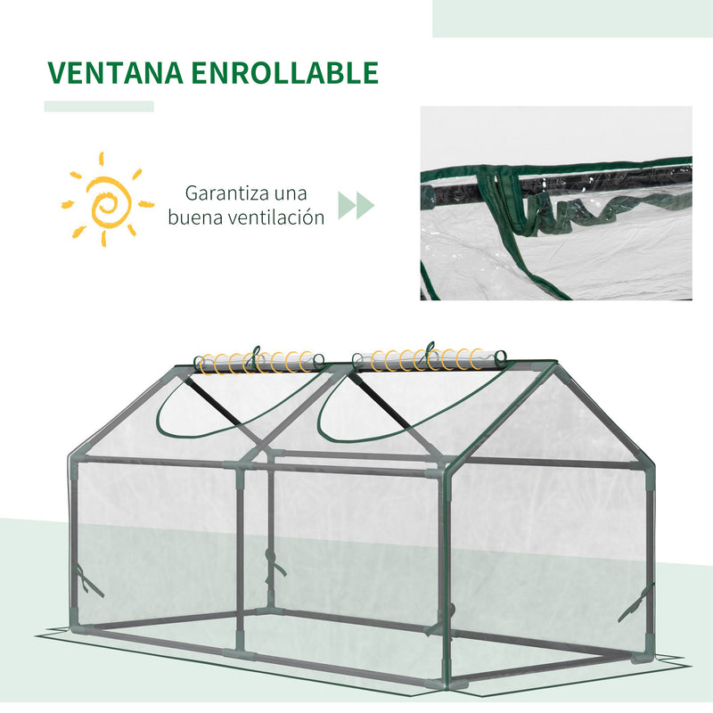 Estufa 119x60x60cm Estufa de Jardim com 2 Janelas Enroláveis para Cultivo de Plantas Verduras Flores Transparente